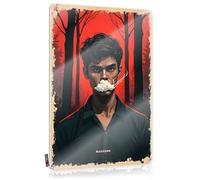FZFN Divertido arte de pared, accesorios de decoración de cueva para hombres, nubes de misterio: un retrato en tonos rojos, decoración de entrada de granja (30 x 40 cm)