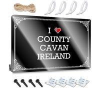 FZFN Divertidos letreros de pared para decoración de exteriores para porche, decoración de pared vintage | I Love County Cavan Irlanda, diseñador de campo para decoración del hogar de granja (20 x 30