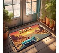 FZFN Felpudo al aire libre Open Road Adventure: Driving Through The Desert Sunset Doormat Men Stuff Man Cave Furniture(40 x 60 cm)