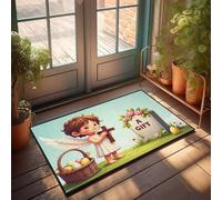 FZFN Felpudo con diseño de ángel sosteniendo una cruz cerca de una tumba decorada, para uso en el hogar, para exteriores, impermeable, 40 x 60 cm