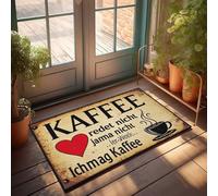 FZFN Felpudo de bienvenida para el aula con texto en inglés "Love Coffee: A German Quote On Its Significance" (65 x 90 cm)