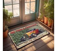 FZFN Felpudo de bienvenida para el aula, personalizable, con texto en inglés "Hot Rod: no hay herramientas cruzadas, prueba el siguiente garaje! Felpudo para puerta de casa (65 x 90 cm)