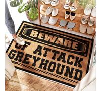 FZFN Felpudo de coco Little | Beware Of Attack Greyhound, para interiores delanteros y puerta de fresa/grande, alfombra debajo de la puerta al aire libre, cubierta (40 x 60 cm)