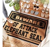 FZFN Felpudo de goma personalizado para puerta de exterior, diseño de elefante con sello de elefante, cocina de limón, tapete de bienvenida para puerta delantera, porche pesado y grande (65 x 90 cm)