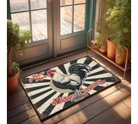 FZFN Felpudo de invierno al aire libre Rice & Shine: Rice & Shine: Felpudo matutino de gallo para el hogar, bar, decoración para cocina (50 x 80 cm)
