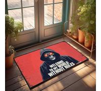 FZFN Felpudo de invierno con capucha para exteriores, diseño de calavera con texto en inglés "Welcome To My World Without Rules" (65 x 90 cm)