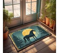 FZFN Felpudo de invierno para exteriores Berlin Crunchts: una noche mística con caballo y luna, felpudo para decoración del hogar, bar, cocina, 65 x 90 cm