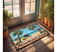 FZFN Felpudo de invierno para exteriores, bienvenido a tu propia pieza de paraíso, letrero de playa, tapete para decoración del hogar, bar, cocina, (50 x 80 cm)