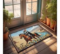 FZFN Felpudo de invierno para exteriores, caballero con armadura brillante con águila a caballo, para decoración del hogar, bar, cocina, (65 x 90 cm)