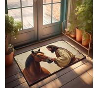FZFN Felpudo de invierno para exteriores con batas mirando a los ojos de caballo, felpudo para el hogar, bar, decoración para la cocina (40 x 60 cm)