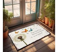 FZFN Felpudo de invierno para exteriores, diseño de mariposas bailando alrededor de un diente de león, para decoración del hogar, bar, cocina, 65 x 90 cm