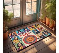 FZFN Felpudo de invierno para exteriores, estilo retro de los años 60, una explosión colorida de acción y estilo, para decoración del hogar, bar, cocina, (40 x 60 cm)