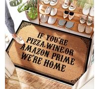 FZFN Felpudo de sisal para puerta delantera, con texto en inglés «If You're Pizza Wine We're Home Indoor Outdoor | Door Spring - Cute Shoes Take Them Off Felpudo de plástico y pasillo para patio
