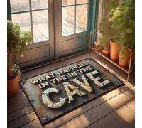 FZFN Felpudo decorativo para el hogar con texto en inglés "What Happens In The Cave Remains There" (40 x 60 cm)