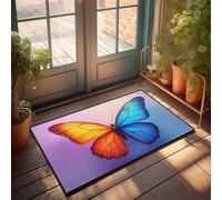 FZFN Felpudo divertido para puerta con alas de mariposa coloridas: una impresionante exhibición del arte de la naturaleza, accesorios de cueva de hombre, antideslizante, ideal para la habitación de
