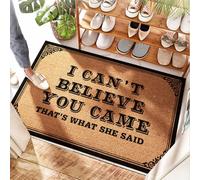 FZFN Felpudo grueso de chenilla con texto en inglés "I Can't Believe You Came That's What She Said - Gingham & Front Door Inside - Felpudo grande para puerta exterior, sandía (40 x 60 cm)