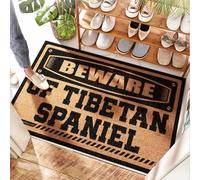 FZFN Felpudo grueso de secado para puerta semicircular, cuidado con el spaniel tibetano, sótano, tapete de puerta de media luna para exteriores/hogar de goma, mullido y suelo (65 x 90 cm)