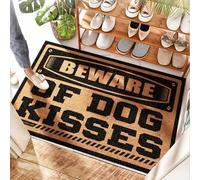 FZFN Felpudo grueso impermeable para suelos de cocina, suave cuidado con los besos de perro, para puerta al aire libre, felpudo para entrada exterior divertida/entrelazada, rompecabezas y bienvenida