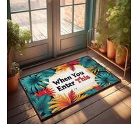 FZFN Felpudo liso para manualidades, con texto en inglés "Enter This Tropical Paradise: A Colorful Welcome Sign", alfombra rústica para baño, decoración de oficina para hombres (50 x 80 cm)