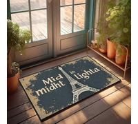 FZFN Felpudo liso para manualidades, medianoche en las luces: una aventura nocturna parisina, felpudo rústico para baño, decoración de oficina para hombres (65 x 90 cm)