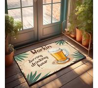 FZFN Felpudo liso para manualidades que trabajan durante la hora de beber: ¡un brindis por la productividad! Felpudo vintage para decoración de bar, tapete de baño grande (50 x 80 cm)