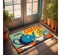 FZFN Felpudo para dormitorio con texto en inglés "Make Coffee, Not War: A Vintage Tea Pot And Cup", para decoración de habitación de adolescentes, tapete de bienvenida para el aula (40 x 60 cm)