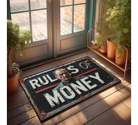 FZFN Felpudo para dormitorio con texto en inglés "Rules of Money: A Man'S Guide to Wealth Management Doormat" para habitación de adolescentes, tapete de bienvenida para el aula (65 x 90 cm)