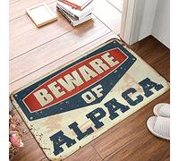 FZFN Felpudo para puerta delantera con texto en inglés "Beware Of Alpaca" para exteriores, divertida decoración para bar (50 x 80 cm)