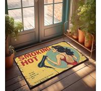 FZFN Felpudo retro para hombre, diseño de chica pin-up con secador de pelo: "Smoking Hot" (50 x 80 cm)