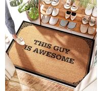 FZFN Felpudo rústico bohemio para exteriores con texto en inglés "This Guy Is Awesome | Off - Decoración de cocina de fresa y felpudo divertido para puerta delantera, puerta divertida (65 x 90 cm)