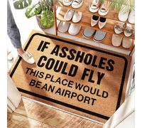 FZFN Felpudo rústico para puerta patriótica con texto en inglés "If Assholes Could Fly This Place Would Be An Airport" | Baño - Puerta de golf - Alfombrillas de otoño al aire libre para puerta