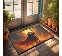 FZFN Felpudos de exterior mullidos para dormitorio, diseño del dios del mar: una figura majestuosa en medio de cielos ardientes | Alfombrilla antideslizante para ducha interior de bienvenida (65 x 90