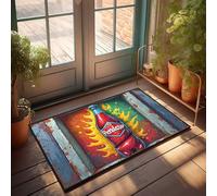 FZFN Felpudos para decoración de otoño al aire libre, fácil de limpiar, botella Pendex flameante: una bebida ardiente y aventura, ducha antideslizante para caza (65 x 90 cm)