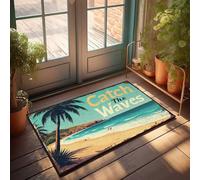 FZFN Felpudos para entrada interior, hogar, surf, aventura: atrapa las olas en la playa tropical, felpudo de bienvenida a casa, material genial para niños (40 x 60 cm)