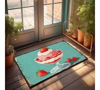 FZFN Felpudos para la entrada interior del hogar, fresa, tarta, Sundae: A Sweet Summer Delight, felpudo de bienvenida a casa, material genial para niños (65 x 90 cm)