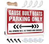 FZFN Gause Built Boats Parking Only Music Decor Marcador colgante | Bonito accesorio de arte de pared de metal vintage (20 x 30 cm)