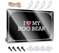 FZFN Girly Tiki Bar Plaques - I Love My Boo Bear - Colgante de pared rústico impermeable (20 x 30 cm)