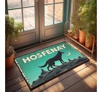 FZFN Hosfenay: The Mystical Wolf Under The Crescent Moon - Felpudo decorativo para porche al aire libre (65 x 90 cm)
