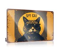 FZFN Letrero de bar para bar al aire libre, Spy Cat: The Ultimate Stealthy Feline Agent, letrero de estaño y decoración de metal para el hogar (30 x 40 cm)
