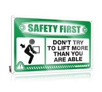 FZFN Letrero de estaño para decoración de puerta de dormitorio, decoración de pared | Safety First Don't Try To Lift More Than Lovely For Basement Home (30 x 40 cm)