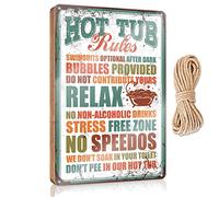FZFN Letrero de madera divertido para colgar en la puerta delantera, con reglas de jacuzzi, decoración divertida para colgar en la puerta del baño (20 x 30 cm)