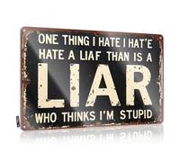 FZFN Letrero de metal con texto en inglés «One Thing I Hate More Than A Liar Is A Stupid Person» con texto en inglés «One Thing I Hate More Than A Liar Is A Stupid Person» (30 x 40 cm)