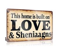 FZFN Letrero de metal de estaño con texto en inglés "Bar Rules Love And Sheniaagns: Building Our Home Together" (30 x 40 cm)