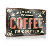 FZFN Letrero de metal decorativo con texto en inglés "Addicted To Coffee: A Humorous Take On Caffeine Dependence" - Cartel de lata divertido estilo vintage para bar al aire libre (30 x 40 cm)