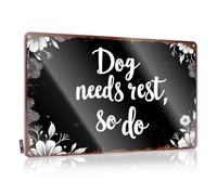 FZFN Letrero de metal vintage con texto en inglés "Bar Man Cave Decor Dog Needs Rest, So Do You: A Relaxation Reminder" (20 x 30 cm)