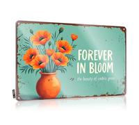 FZFN Letrero de metal vintage con texto en inglés "Forever In Bloom: Embracing Endless Grace With Orange Poppias", letreros antiguos de metal para beber (30 x 40 cm)