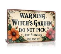 FZFN Letrero de reglas de bar con texto en inglés "Keep The Magic Of Witch's Garden Flowers!", letrero de estaño, letreros antiguos de metal, vintage, para beber (30 x 40 cm)