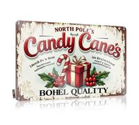 FZFN Letrero de reglas de bar North Pole'S Candy Canes: Sweet Holiday Treats From Bohel - Letrero de estaño de calidad, letreros antiguos de metal vintage para beber (30 x 40 cm)