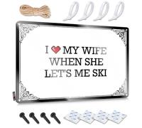 FZFN Letreros de casa de campo, decoración de pared vintage | I Love My Wife When She Let's Me Ski, ideas simples para decoración del hogar y dormitorio (20 x 30 cm)