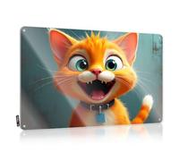 FZFN Letreros de granja lista para colgar, un alegre gato naranja con grandes ojos azules. Accesorio para barra de patio (30 x 40 cm)